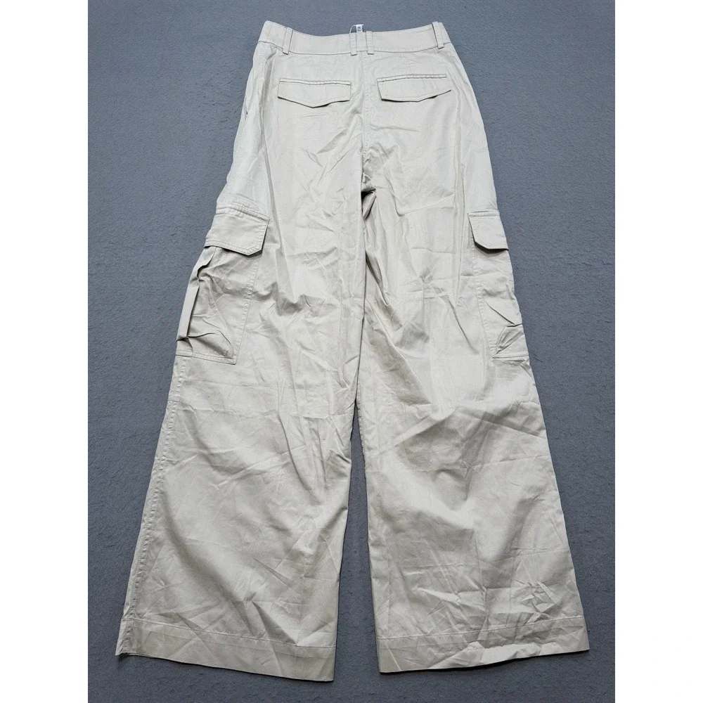 NEW Stockholm Atelier Cargo Pants Women's 8 Beige Baggy Wide Leg - Picture 2 of 9